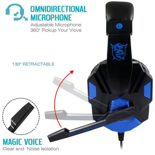 Gaming Headphones 3.5MM Wired PC Bass Stereo Gamer Headset