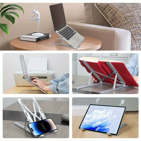 Adjustable Aluminum Laptop Stand - 6-Level Height, Foldable