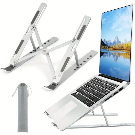 Adjustable Aluminum Laptop Stand - 6-Level Height, Foldable